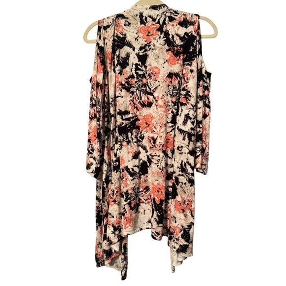 Dressbarn Cold Shoulder Floral Print Cardigan Sz 3X Lightweight Layering Piece - Picture 12 of 12